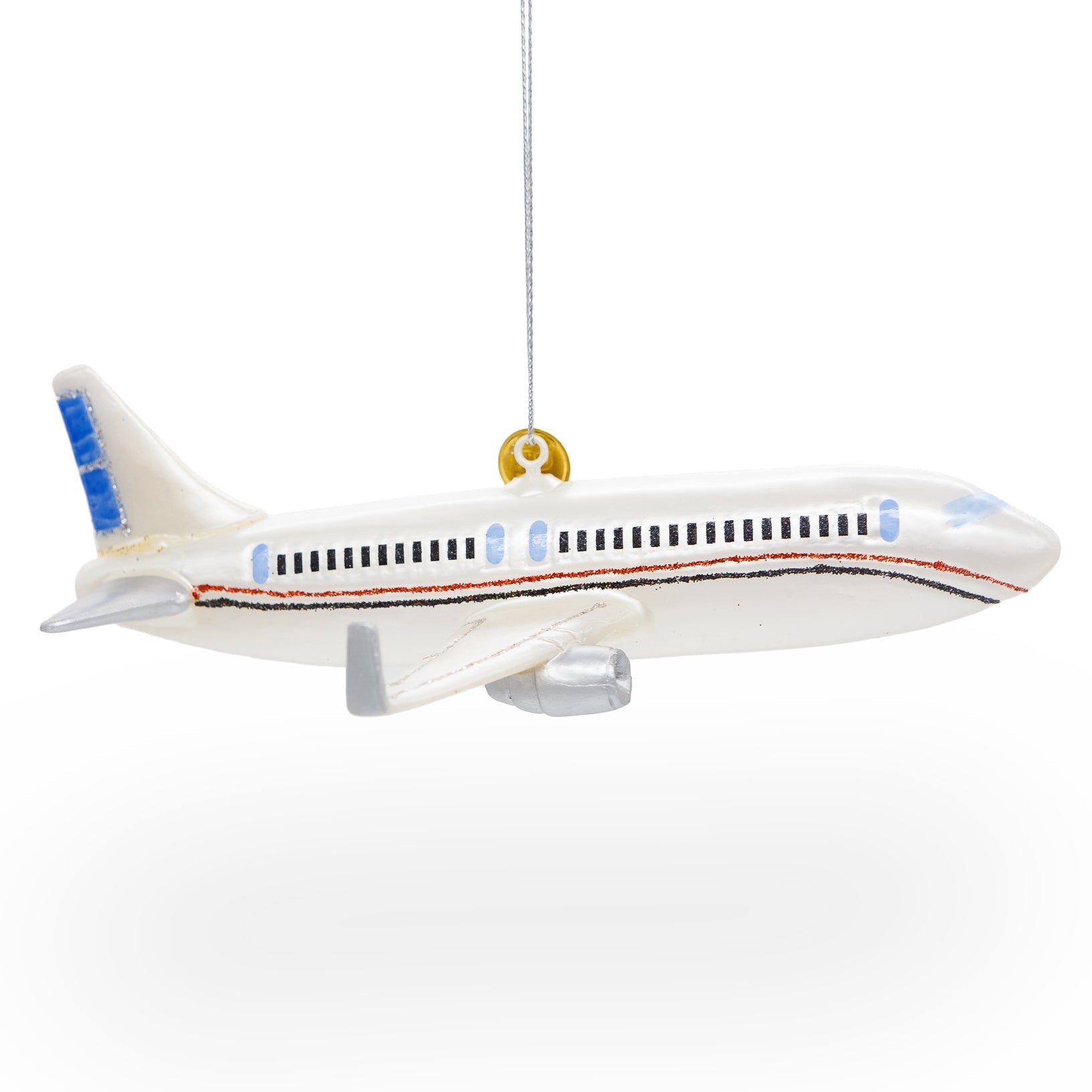 Passenger Jet Airplane Glass Christmas Ornament
