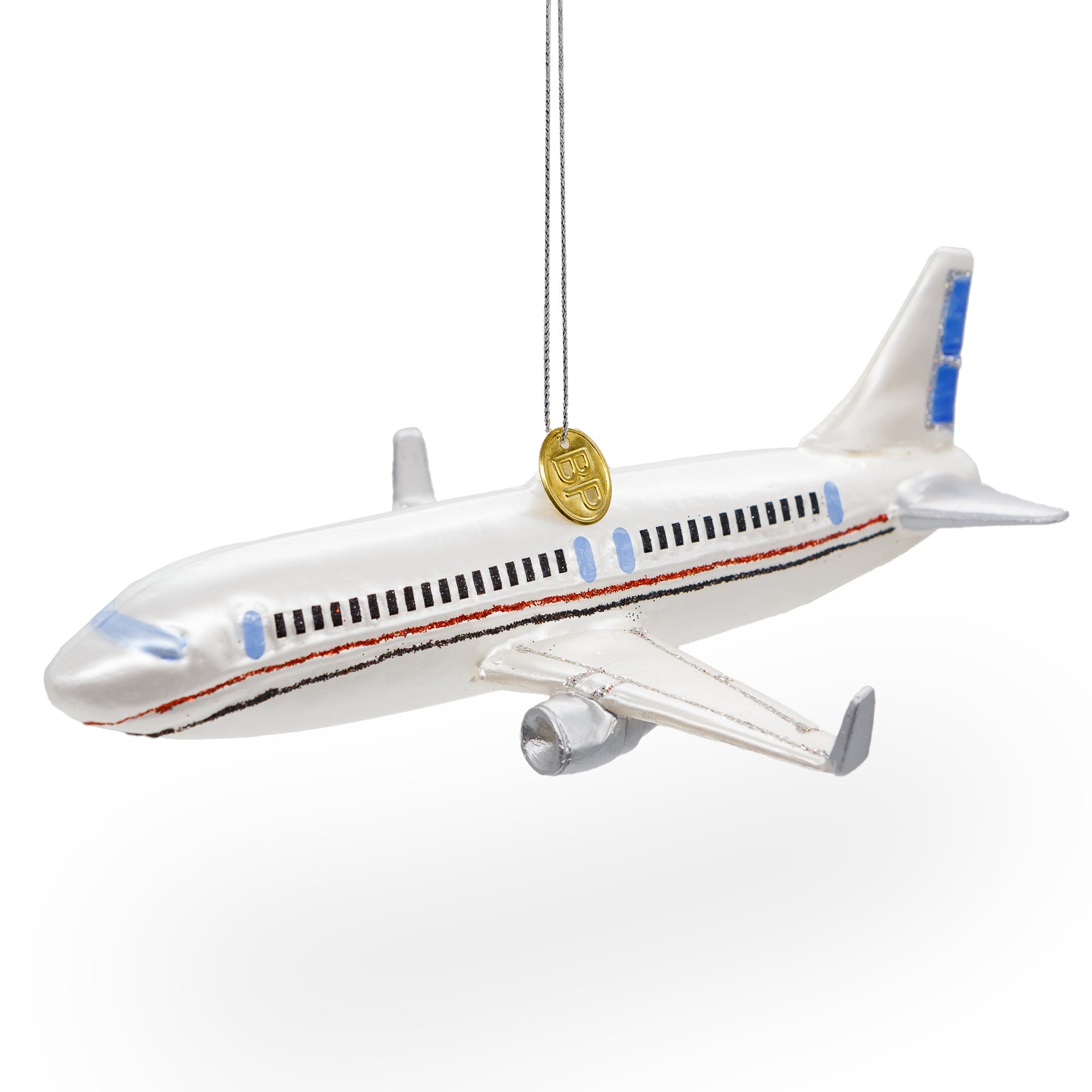 Passenger Jet Airplane Glass Christmas Ornament