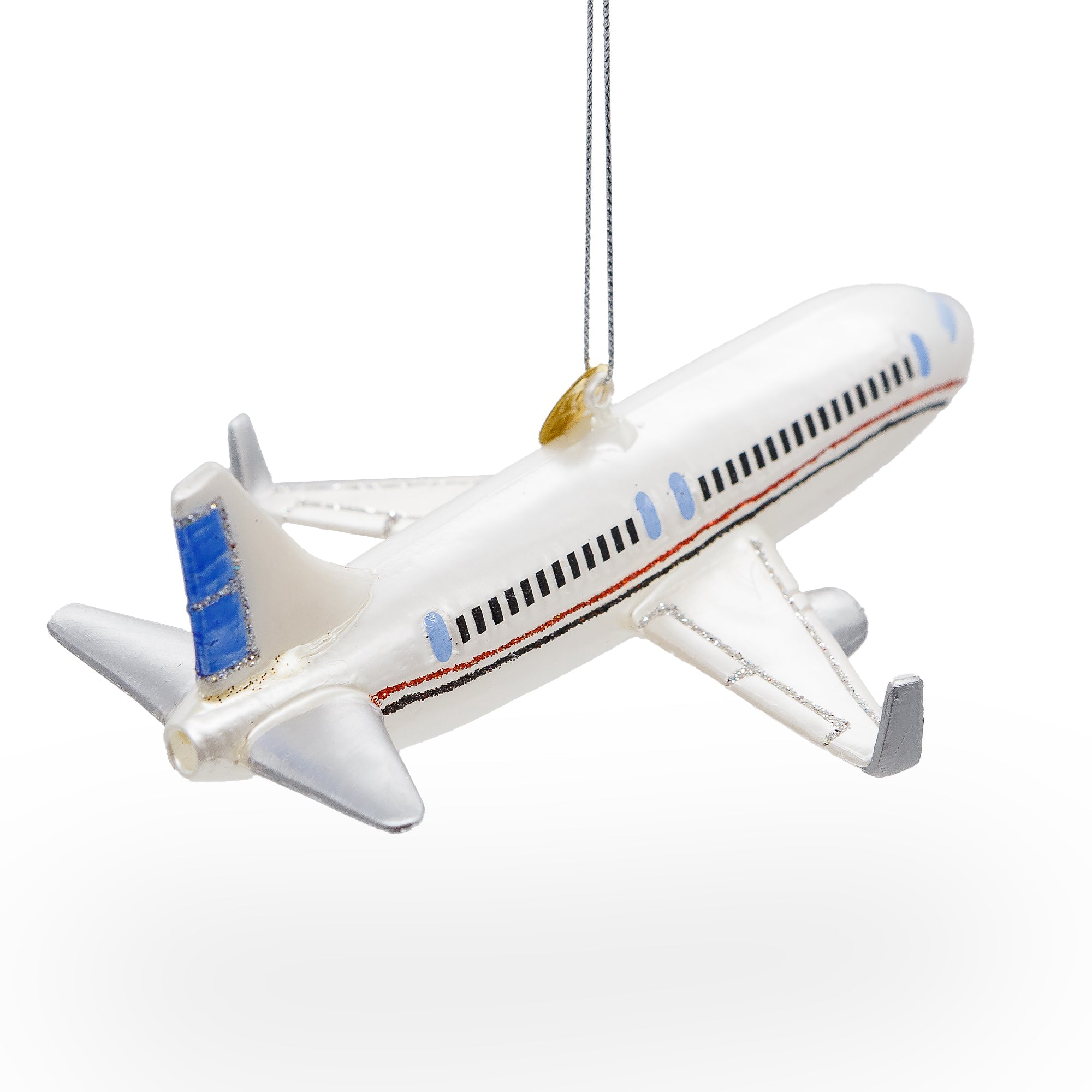 Passenger Jet Airplane Glass Christmas Ornament