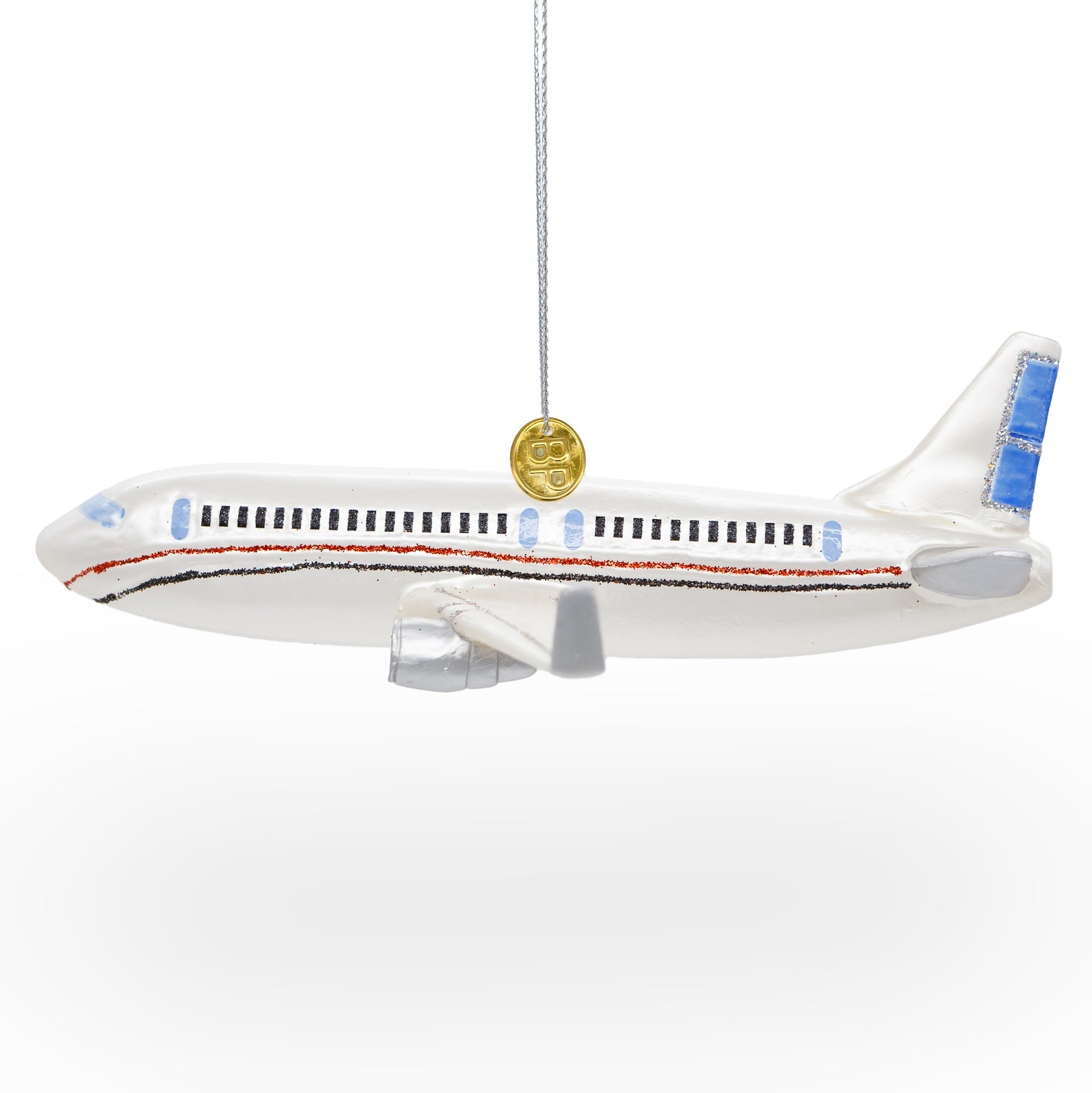 Passenger Jet Airplane Glass Christmas Ornament