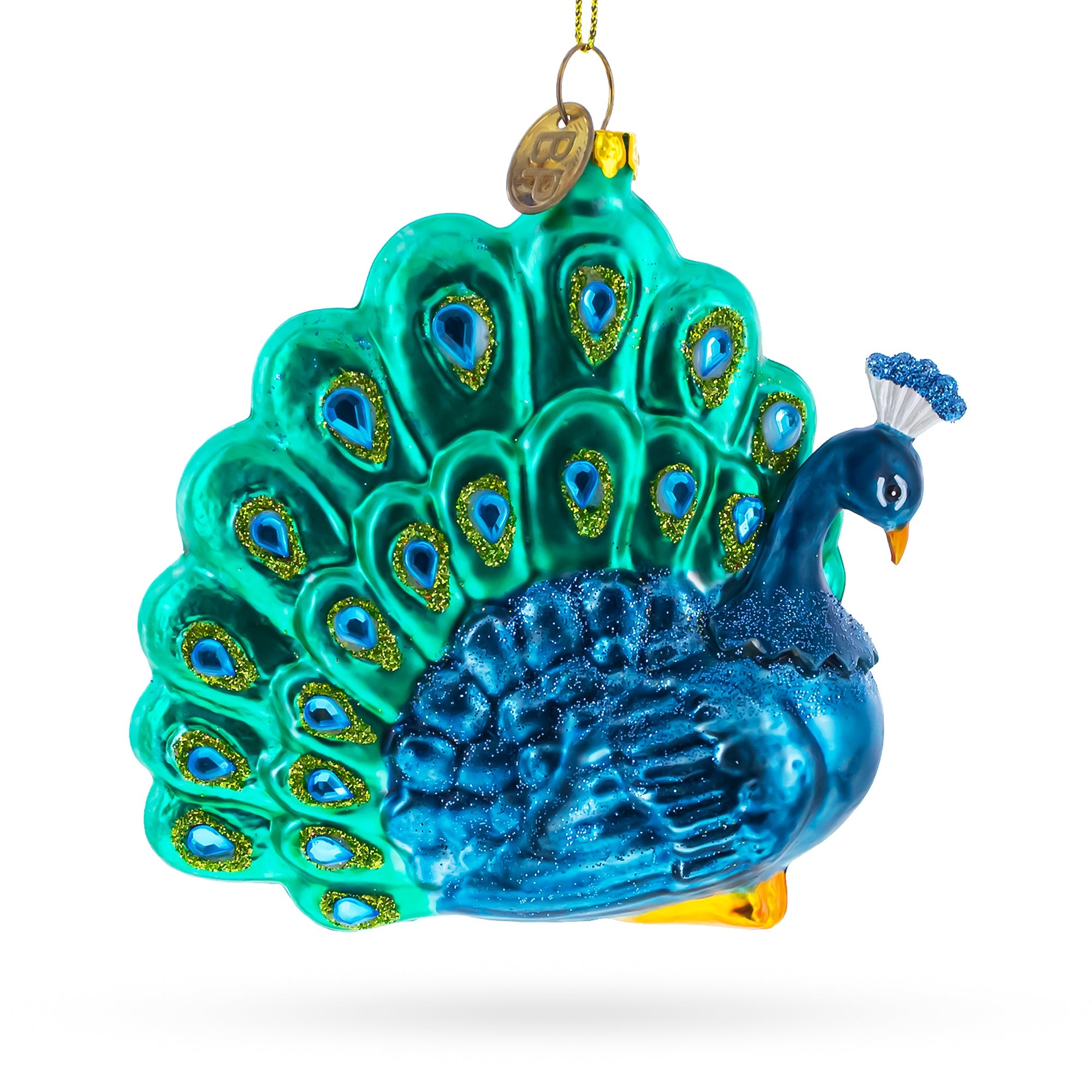 Chic Peacock Glass Christmas Ornament