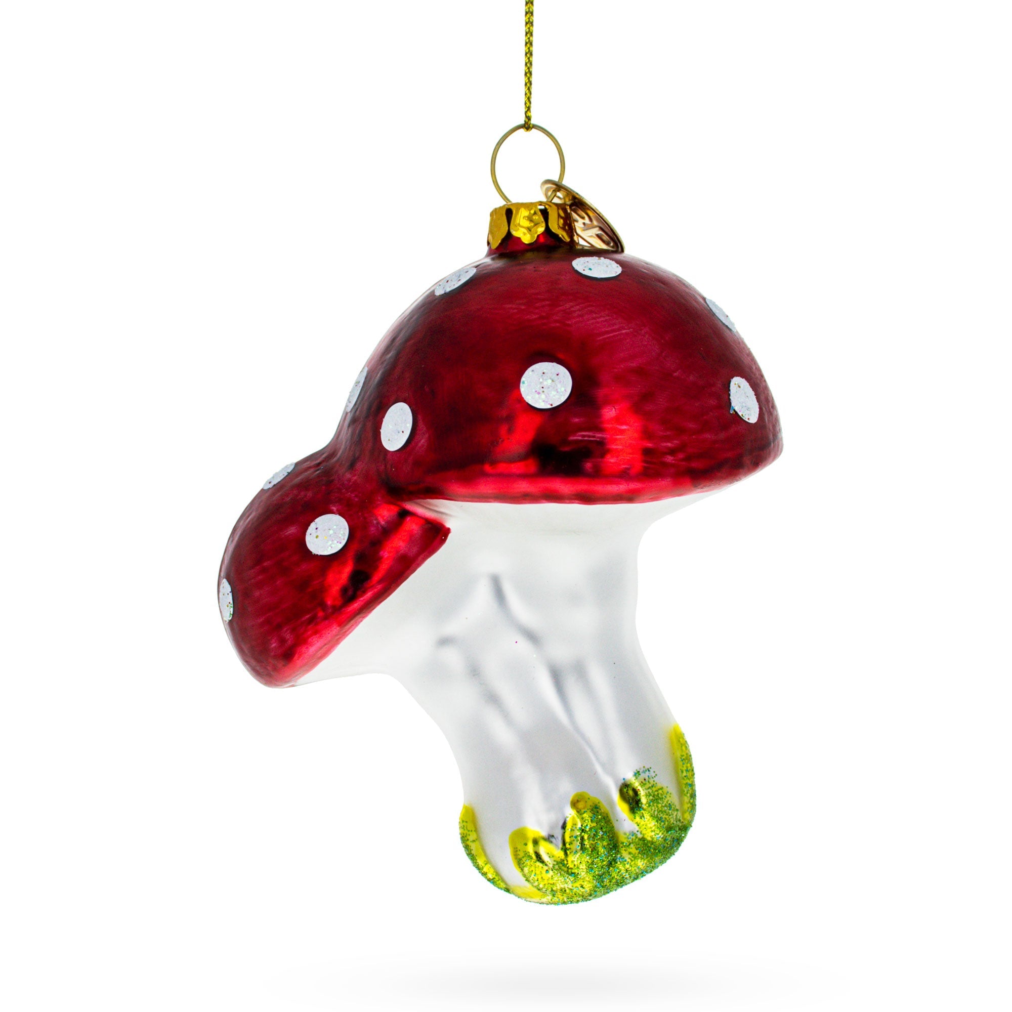 Red Mushrooms Glass Christmas Ornament