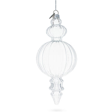 Triple Finial Clear Glass Christmas Ornament 6.7 Inches (170 mm)