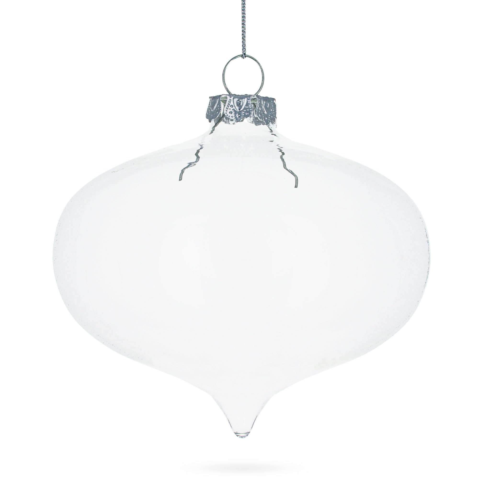 Set of 3 Onion Shape Clear Glass Christmas Ornament 4.15 Inches (105 mm)