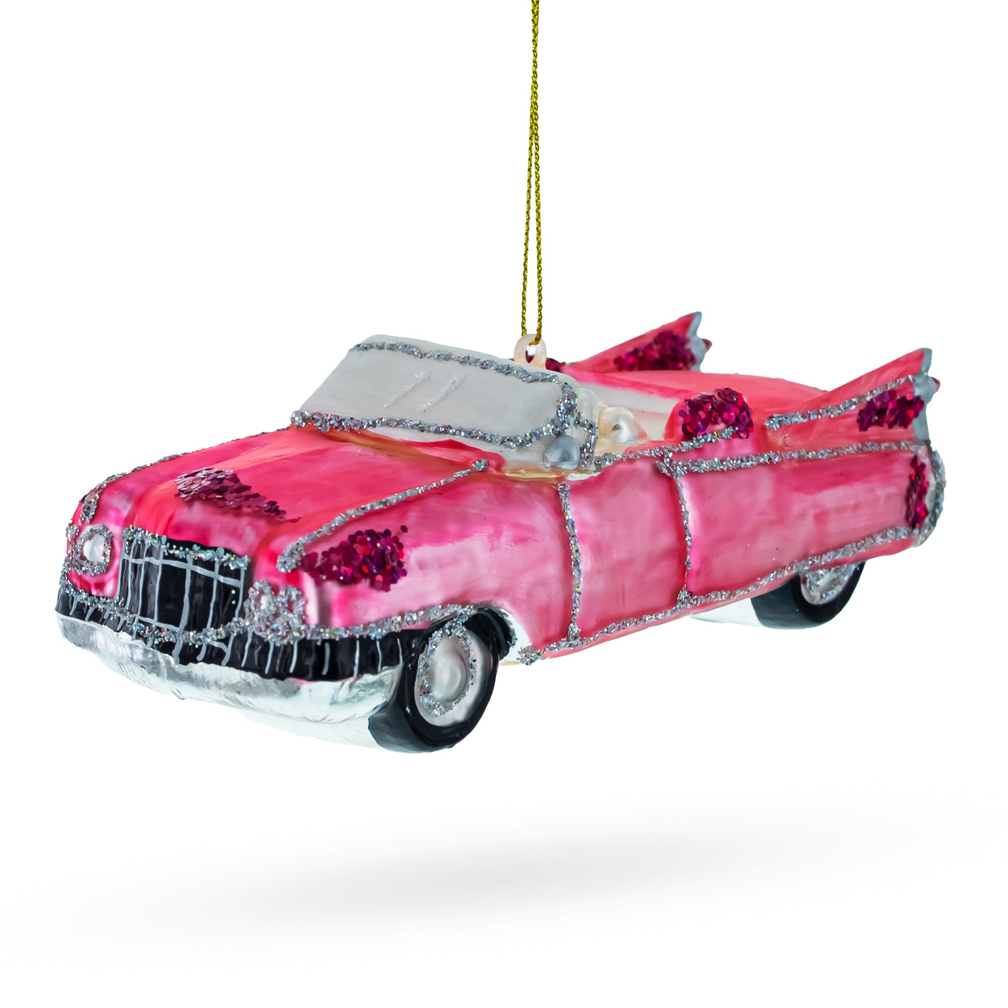 Classic Convertible Retro Car Glass Christmas Ornament