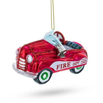 Retro Toy Car Glass Christmas Ornament