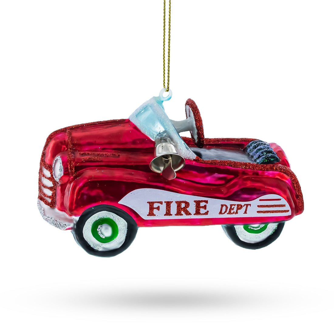 Retro Toy Car Glass Christmas Ornament