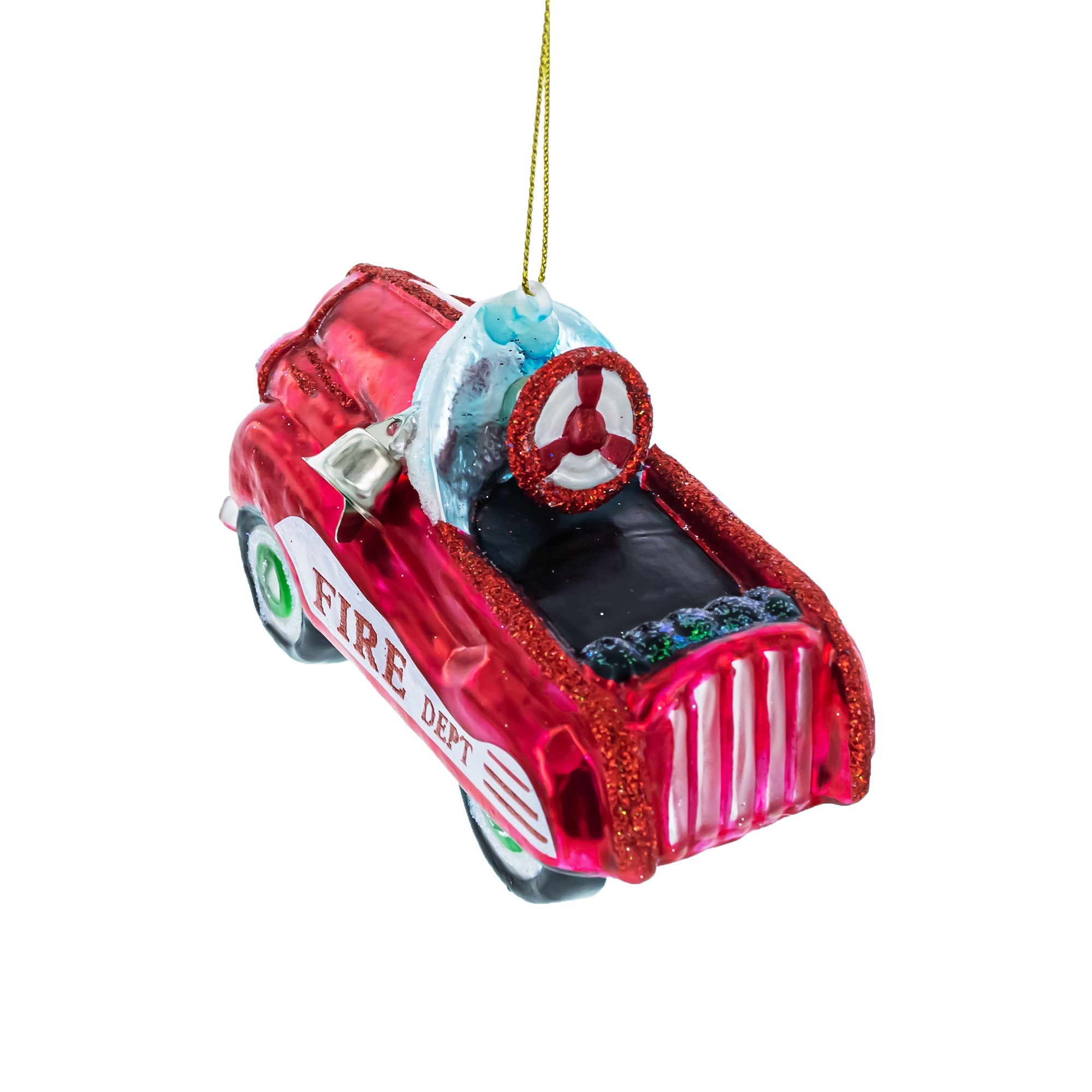 Retro Toy Car Glass Christmas Ornament