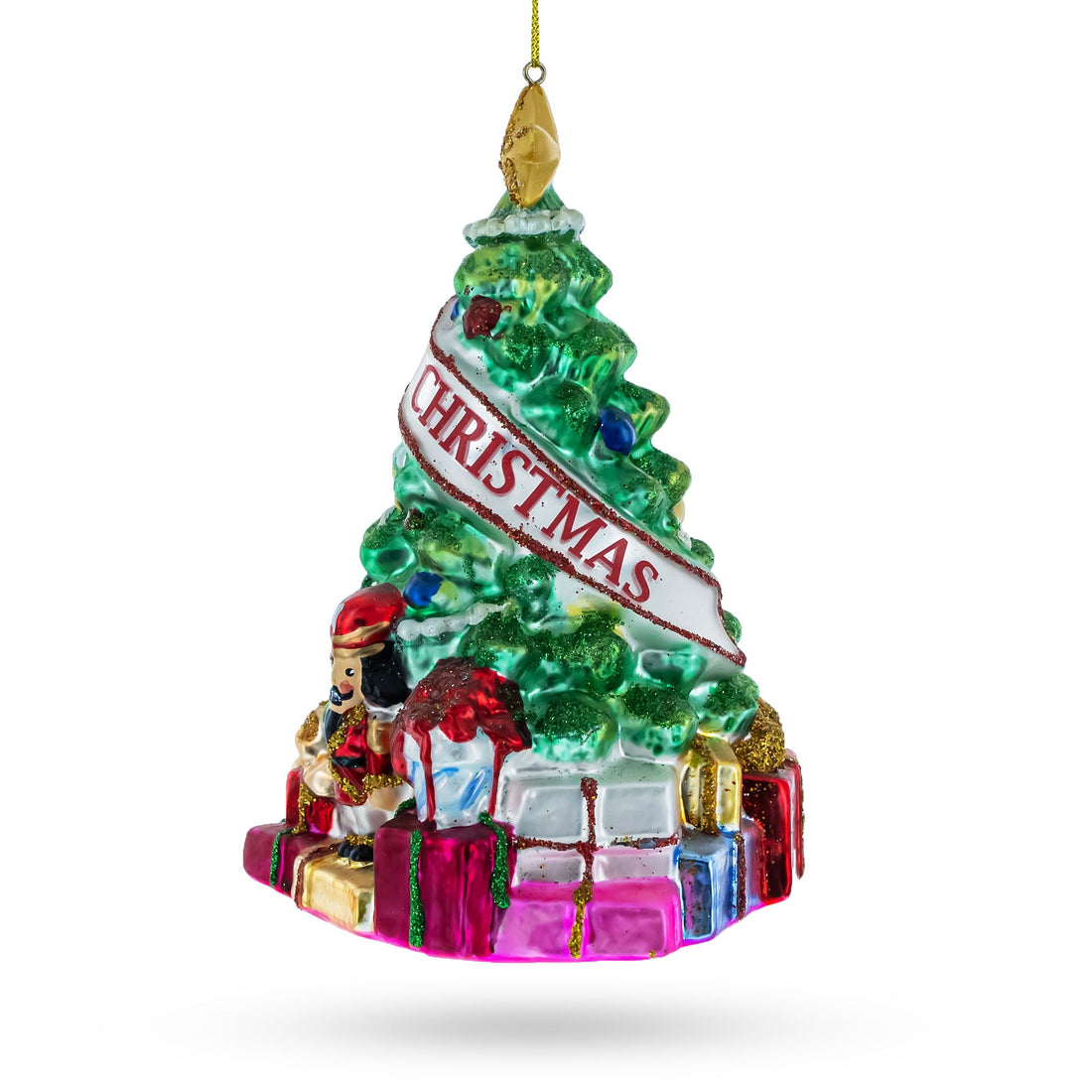 Decorated Christmas Tree Glass Christmas Ornament