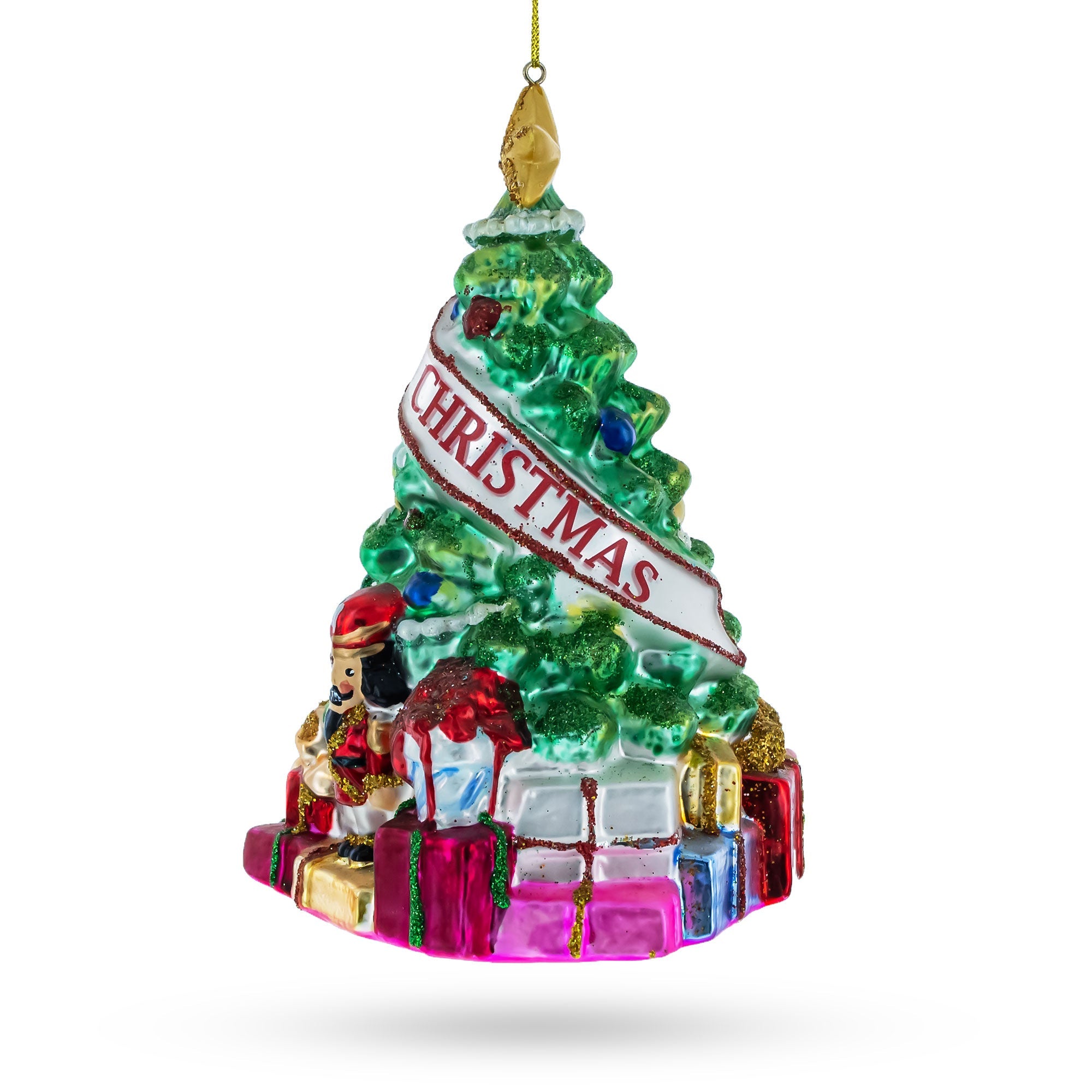 Decorated Christmas Tree Glass Christmas Ornament