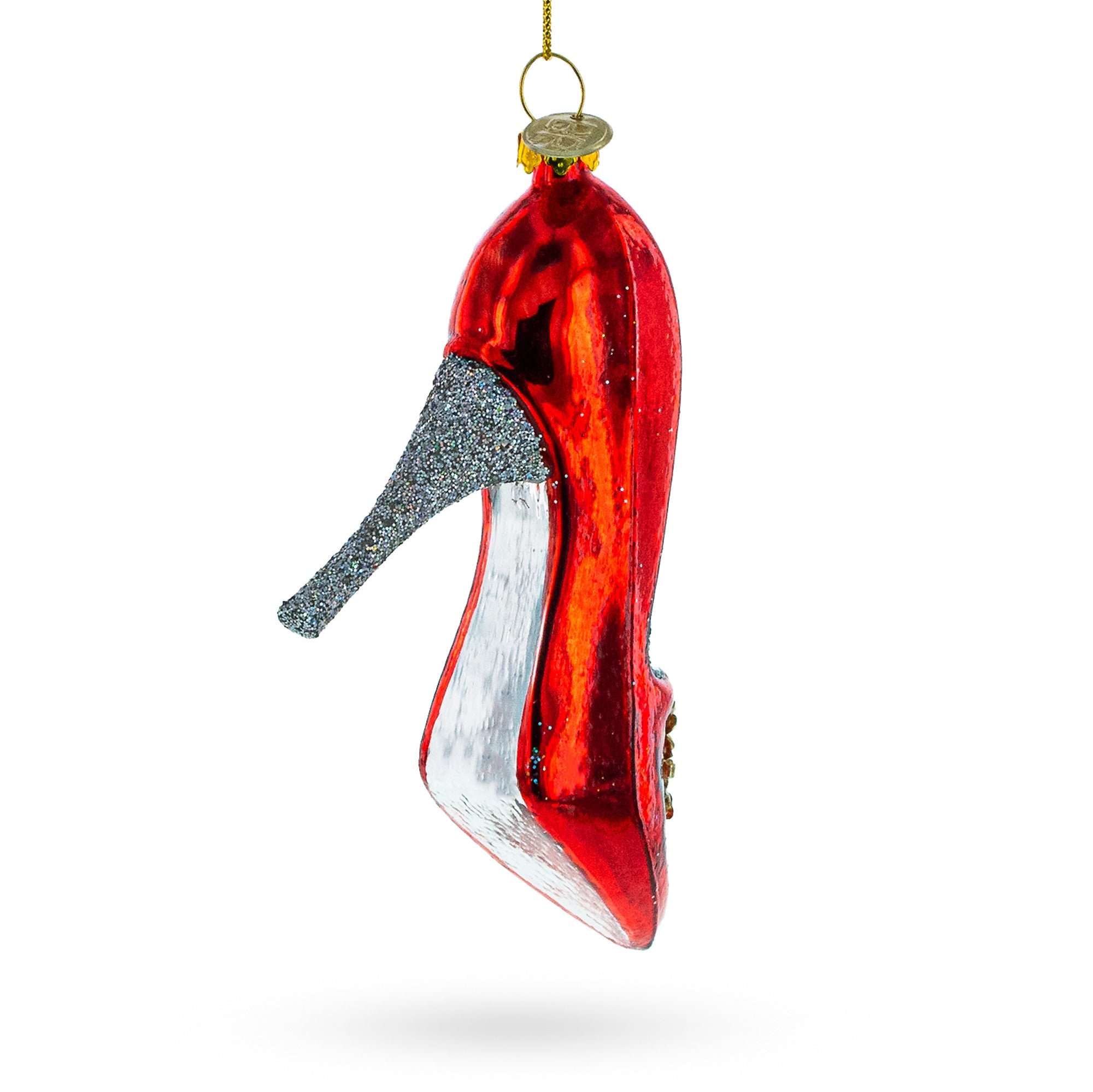 Red High Heel Shoe Glass Christmas Ornament