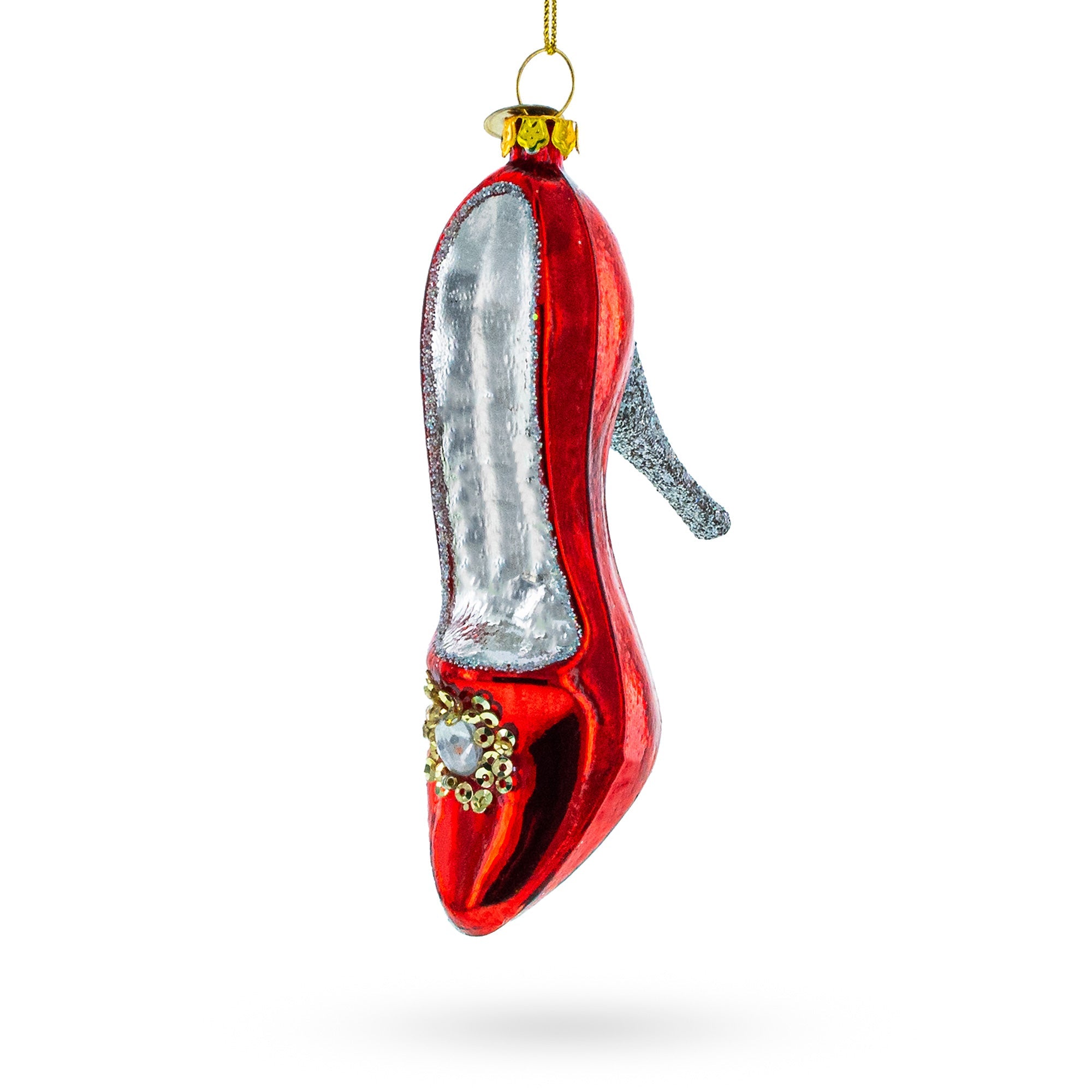 Red High Heel Shoe Glass Christmas Ornament
