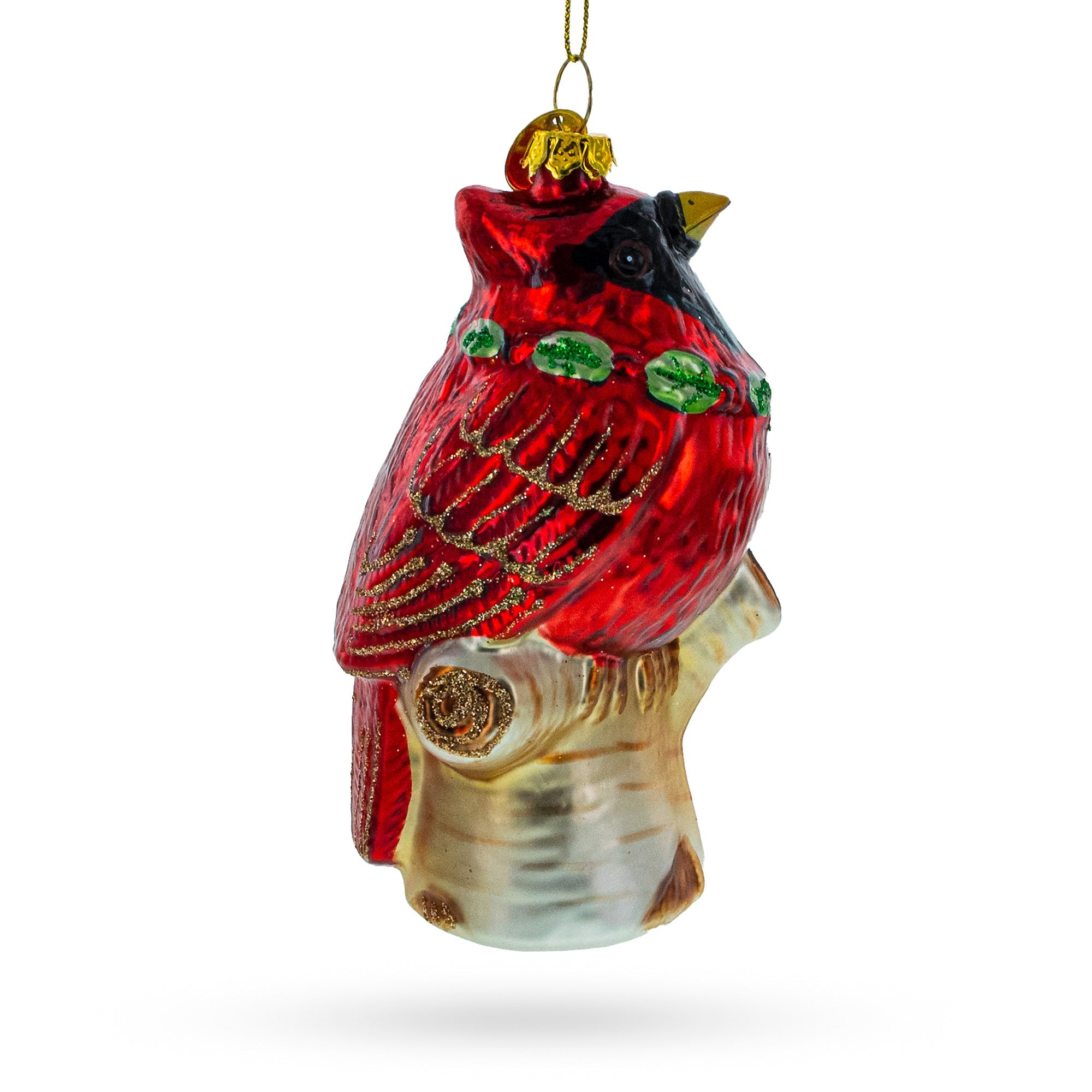 Red Cardinal on a Tree Branch Glass Christmas Ornament