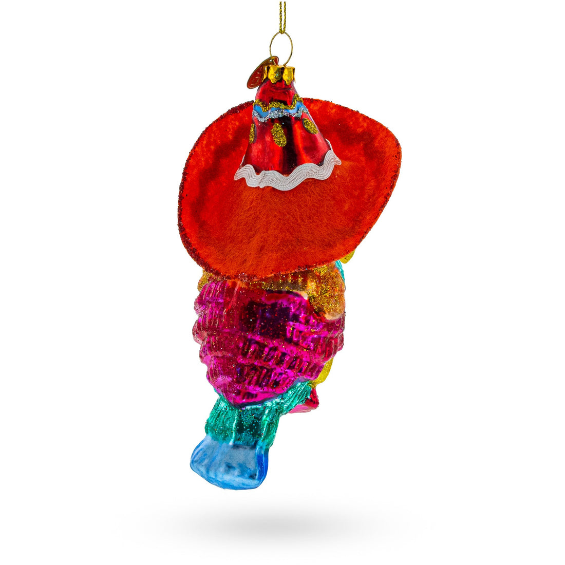 Tropical Toucan in a Sombrero Hat Glass Christmas Ornament