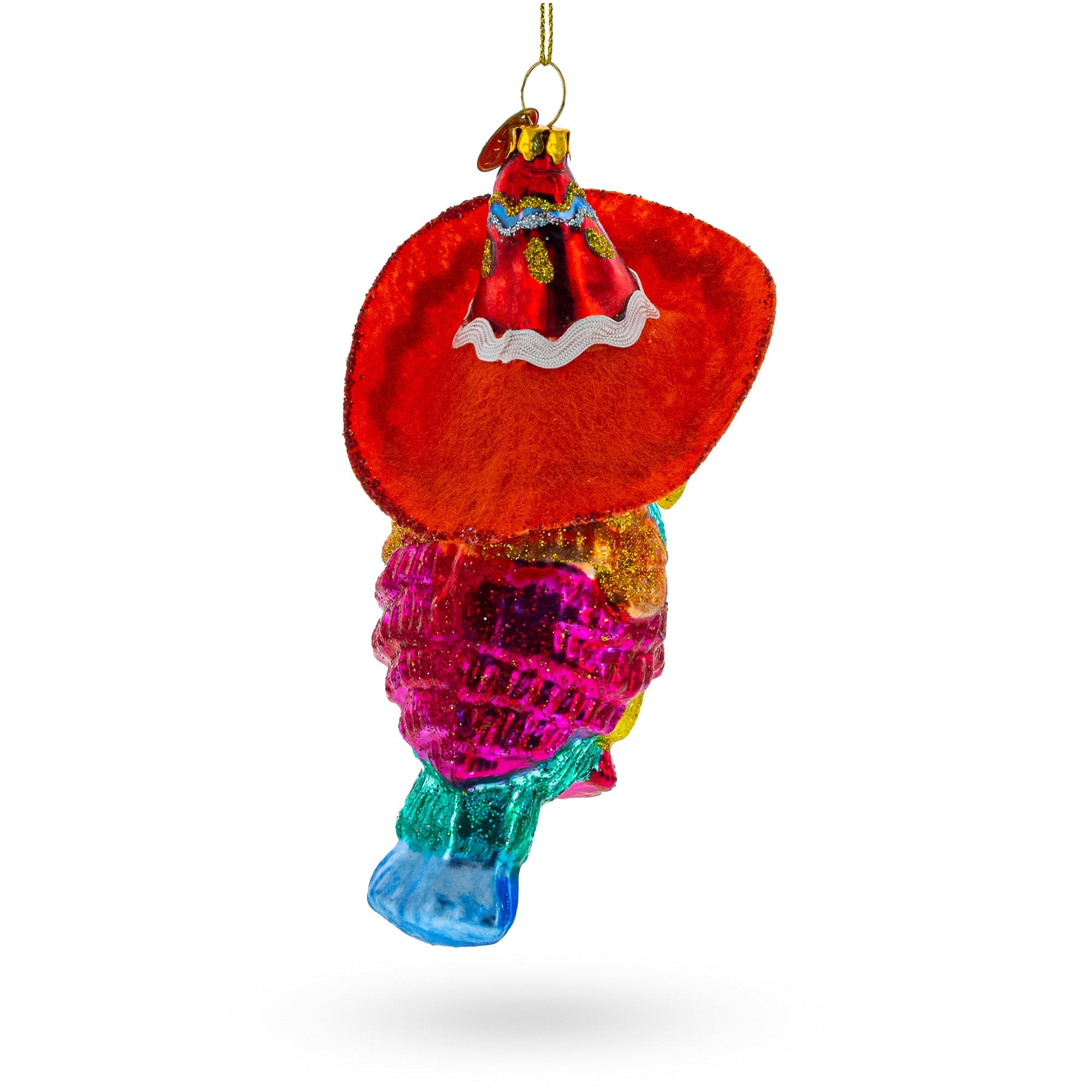 Tropical Toucan in a Sombrero Hat Glass Christmas Ornament