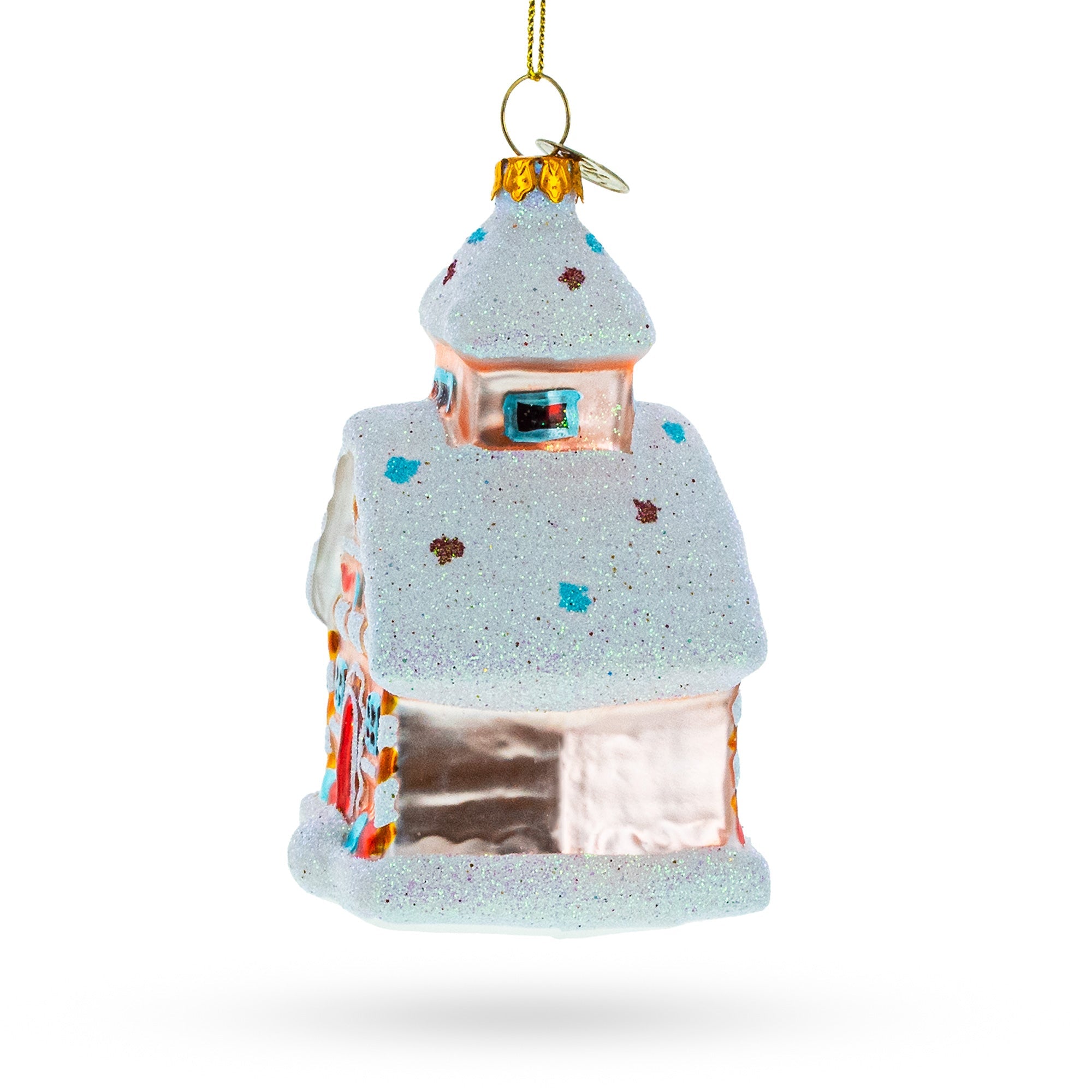 Candy-Coated Gingerbread House Glass Christmas Ornament