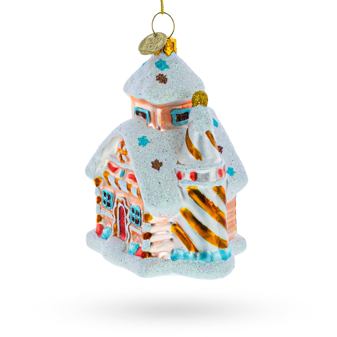 Candy-Coated Gingerbread House Glass Christmas Ornament