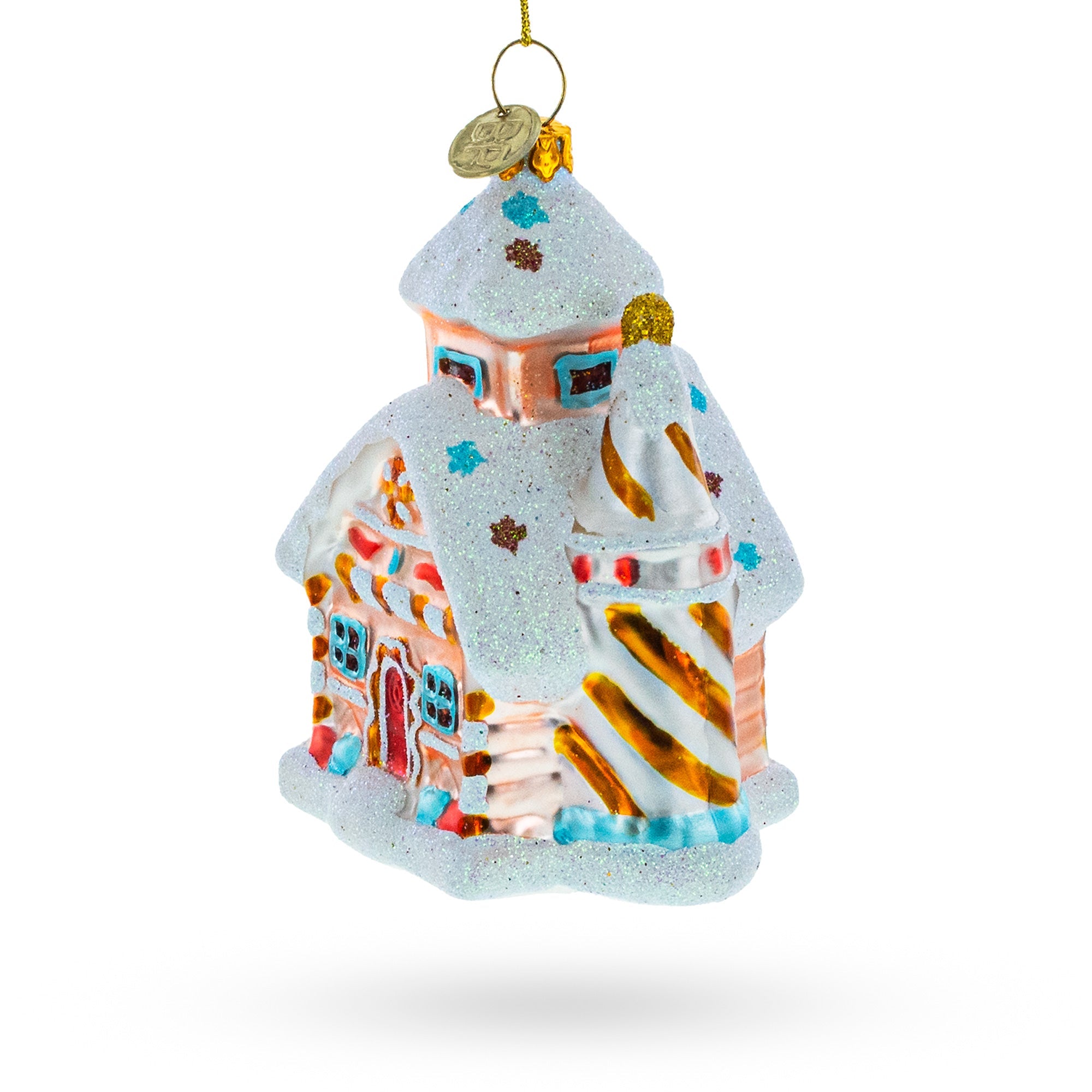 Candy-Coated Gingerbread House Glass Christmas Ornament