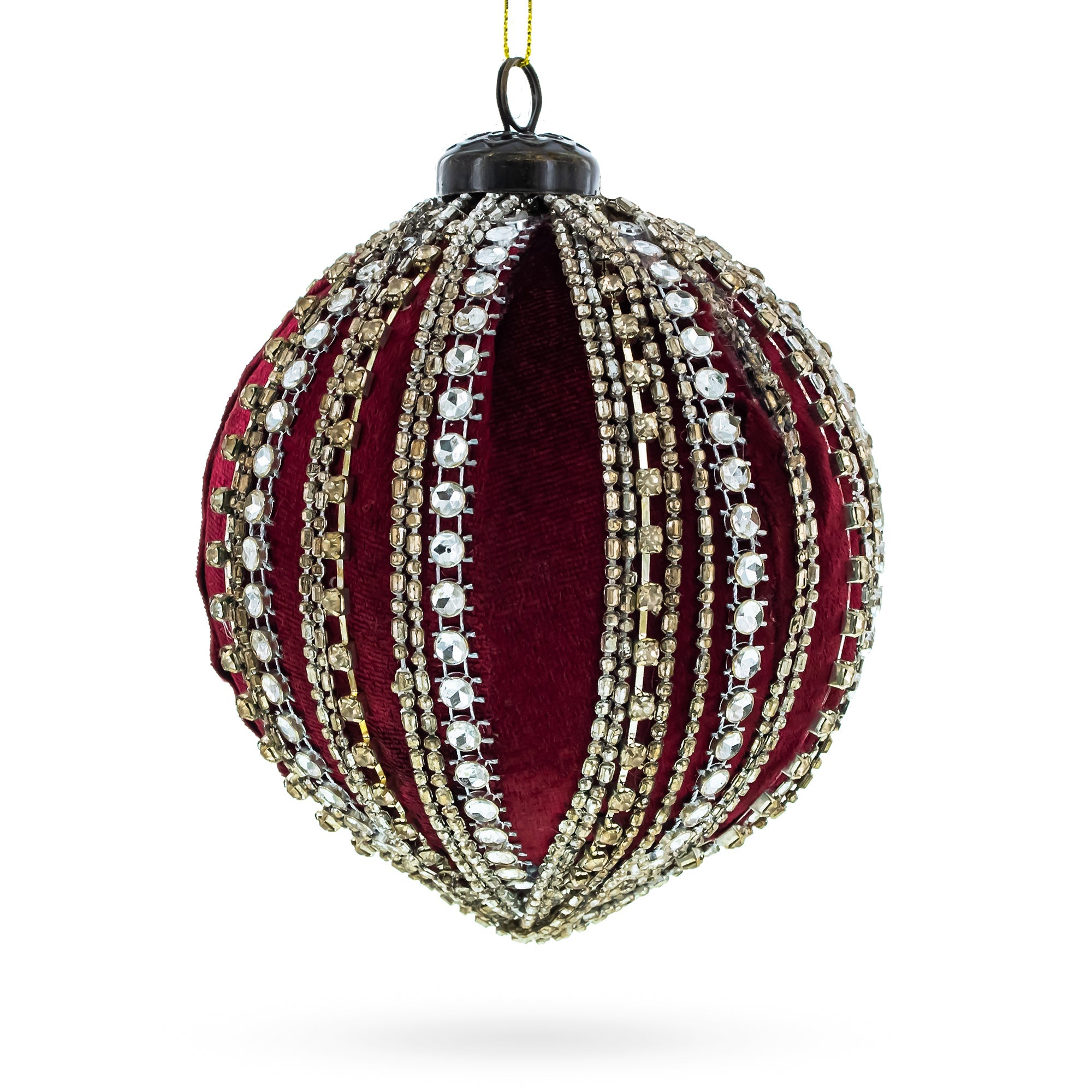 Sparkling Rhinestones on Red Glass Ball Christmas Ornament