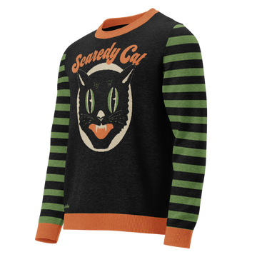 Scaredy Cat Halloween Forever Unisex Knitted Crew Neck Sweater