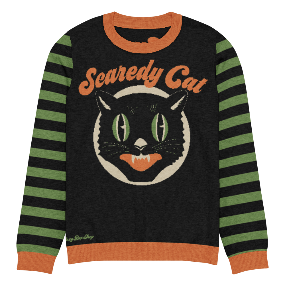 Scaredy Cat Halloween Forever Unisex Knitted Crew Neck Sweater