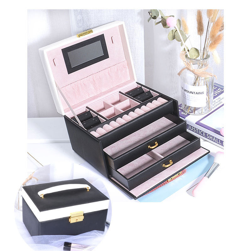 Threelayer Pu Jewelry Box Accessories Creative Storage