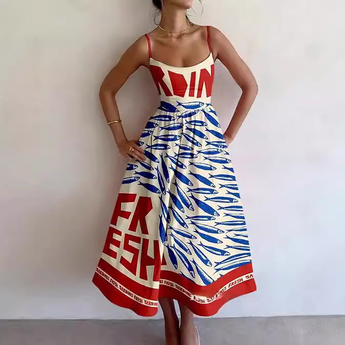 Sleeveless Women's Casual Floral 3D Printed Sleeve Skirt