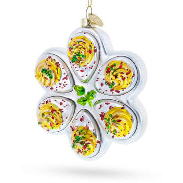 Deviled Egg Platter Glass Christmas Ornament
