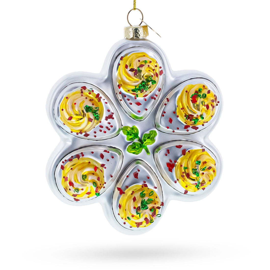 Deviled Egg Platter Glass Christmas Ornament