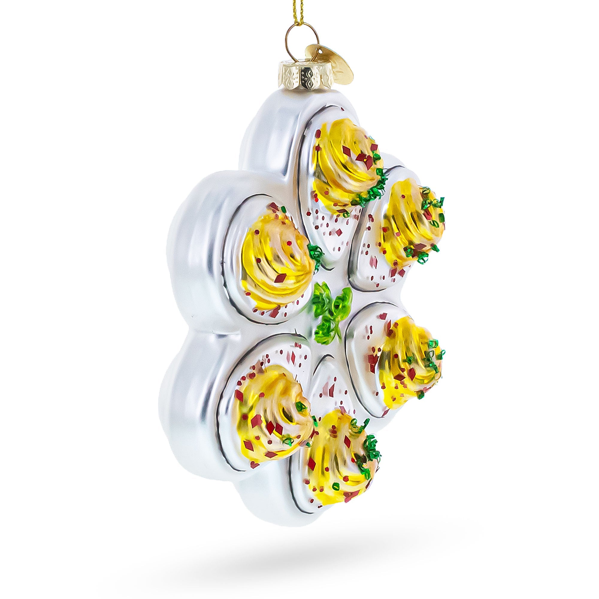 Deviled Egg Platter Glass Christmas Ornament