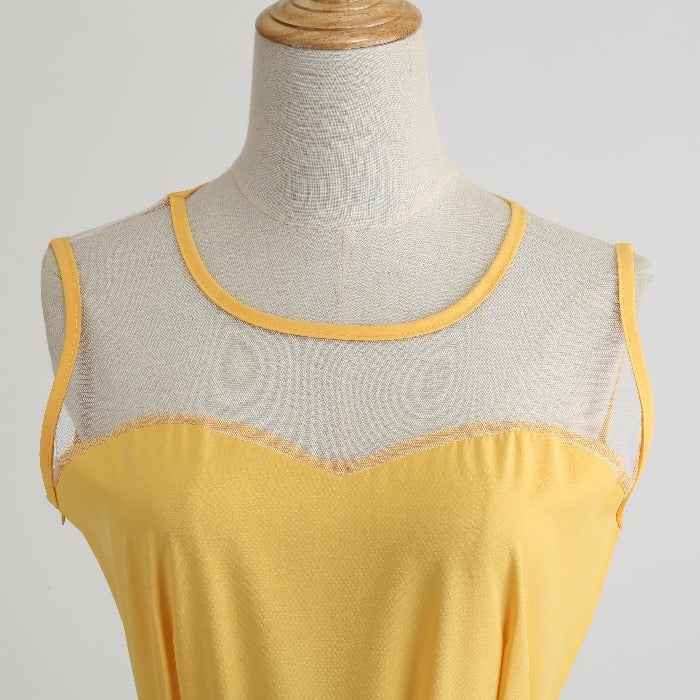 Ladies' Mesh Patchwork Waist-slimming Dress