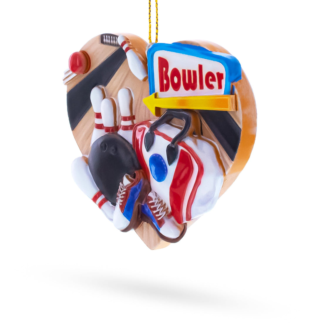 Bowler Bowling Ball with Pins Resin Christmas Ornament