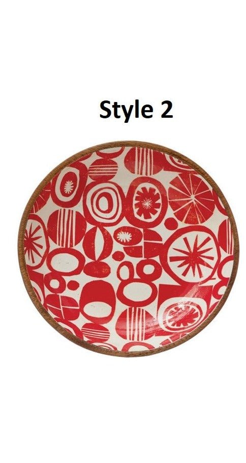 Enameled Wood Bowl w/ Holiday Pattern