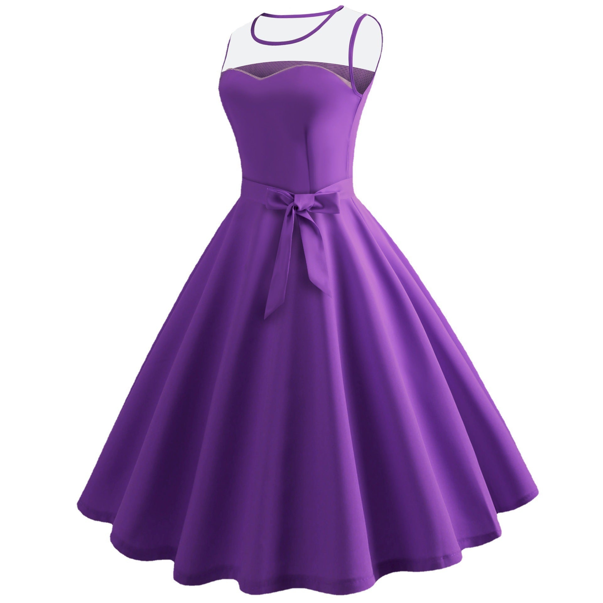 Ladies' Mesh Patchwork Waist-slimming Dress