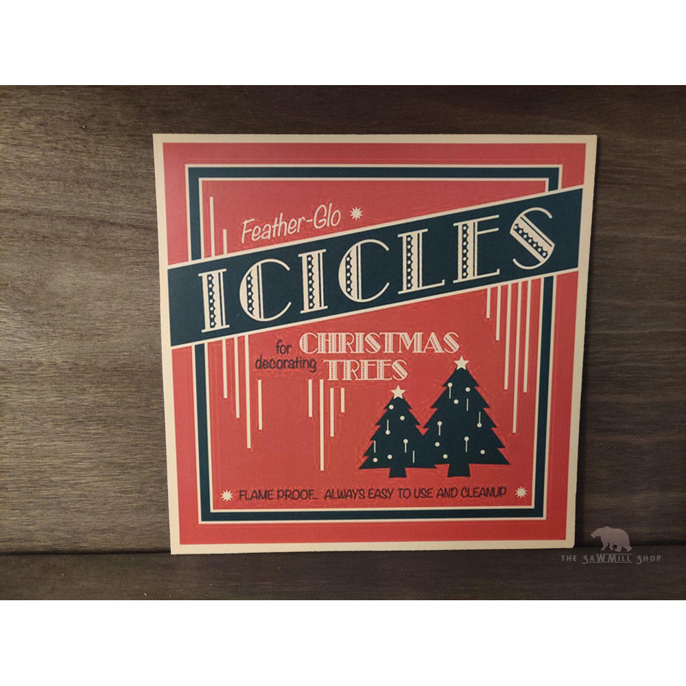 Feather-Glo Icicles Christmas Sign Decor Wood Cutout