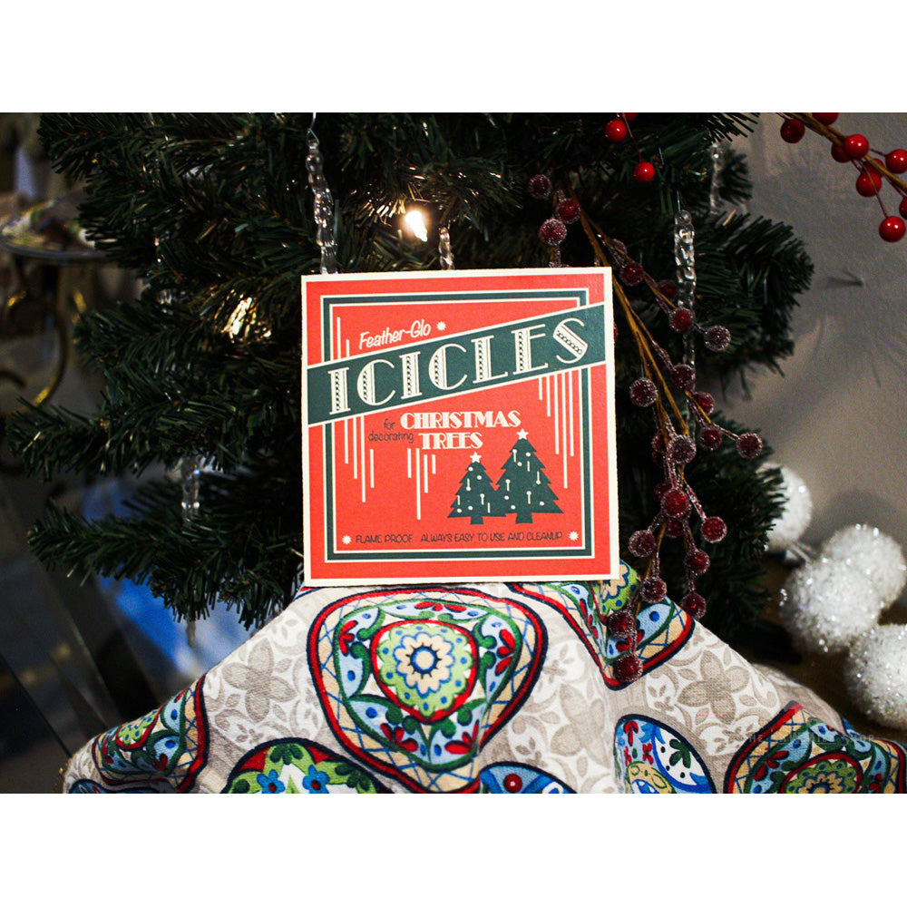 Feather-Glo Icicles Christmas Sign Decor Wood Cutout