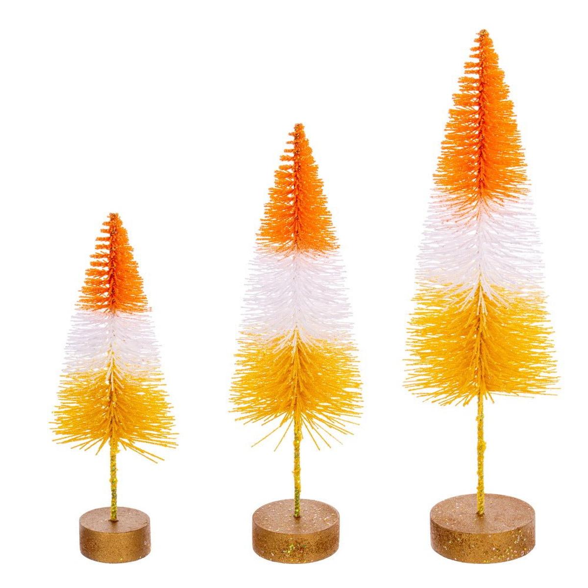 Halloween Orange Bottle Brush Tree (Set of 3)