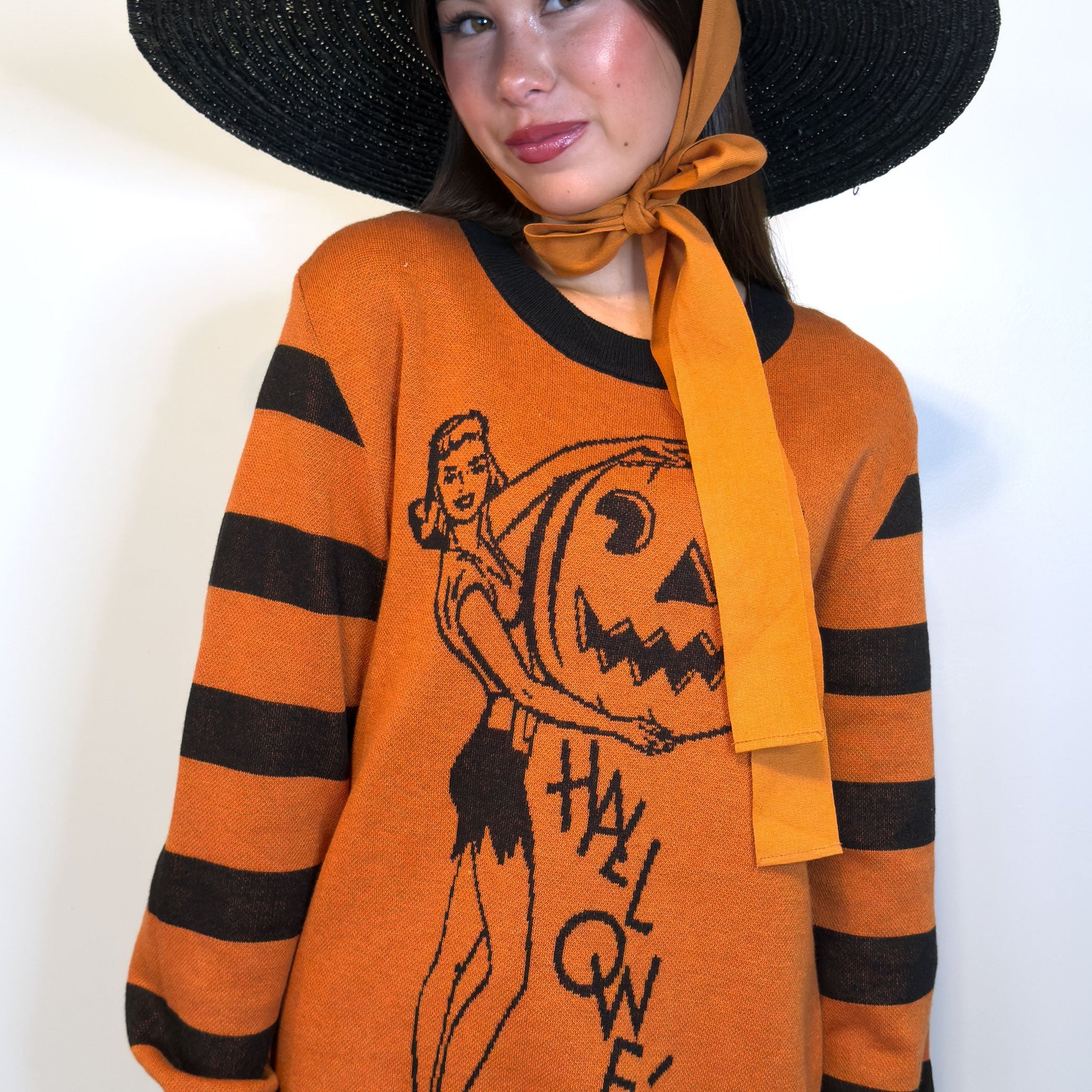 All Hallows Eve Vintage Halloween Pinup Unisex Crew Neck Sweater