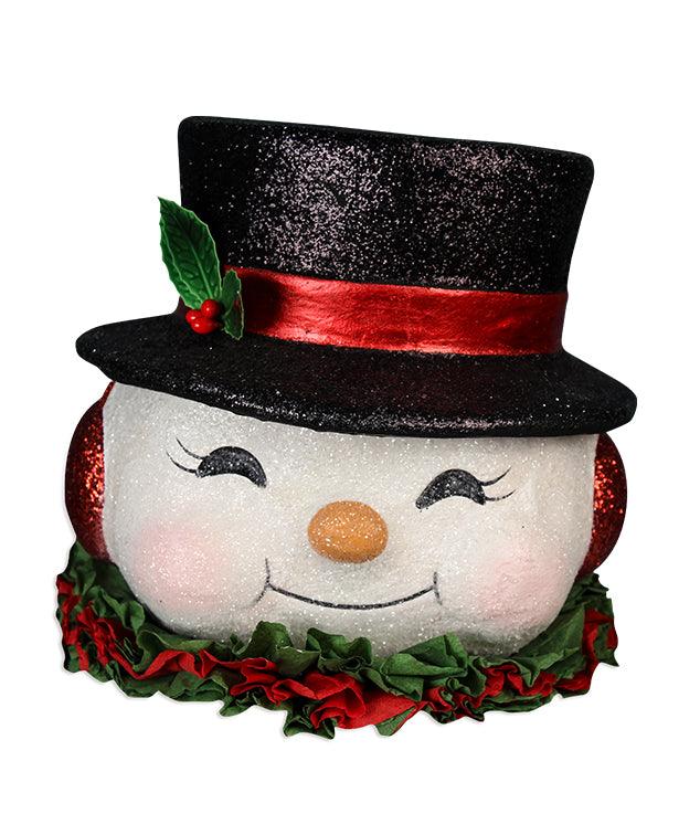 Happy Snowman Vintage Style Paper Mache Bucket by Bethany Lowe Designs