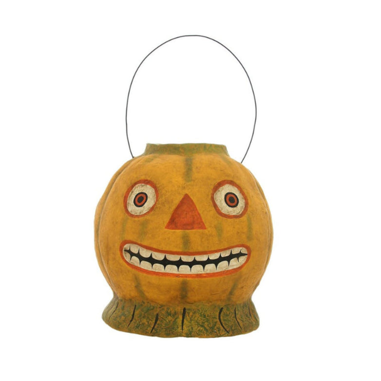 Haunted Garden Pumpkin Paper Mache Candy Bucket