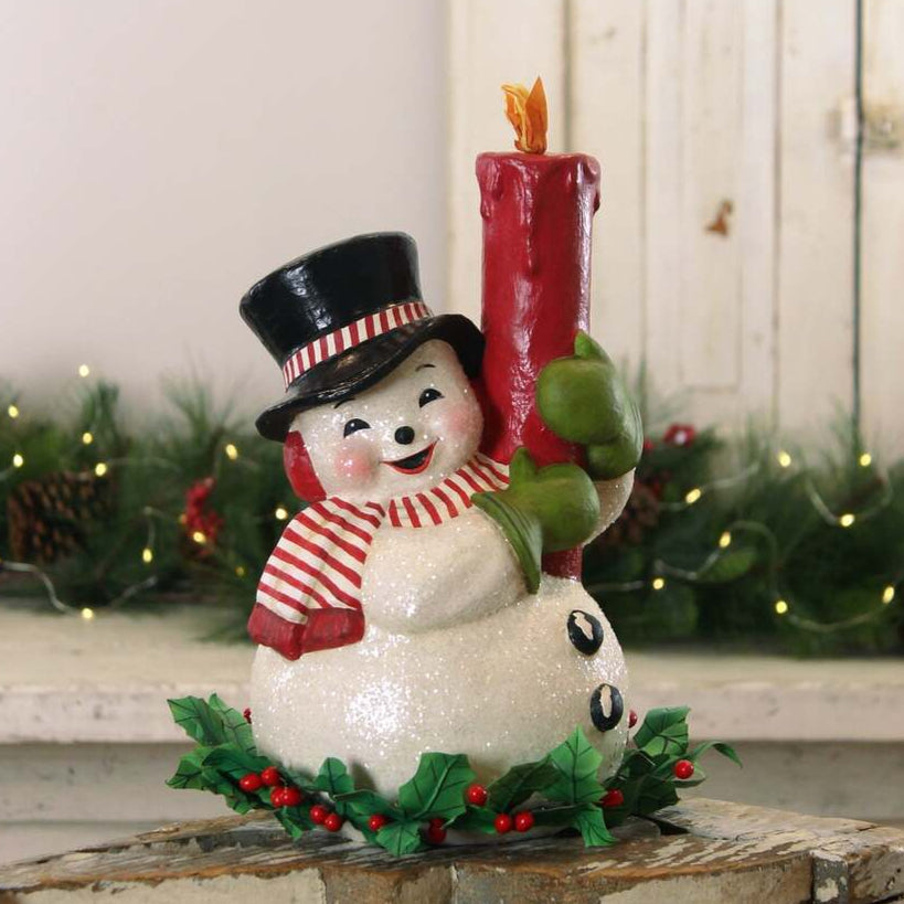 Holly Berry Snowman and Candle by Bethany Lowe Designs