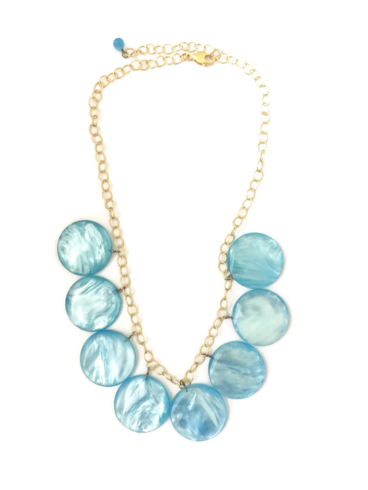 Ice Blue Wavy Moonglow Poker Face Statement Necklace