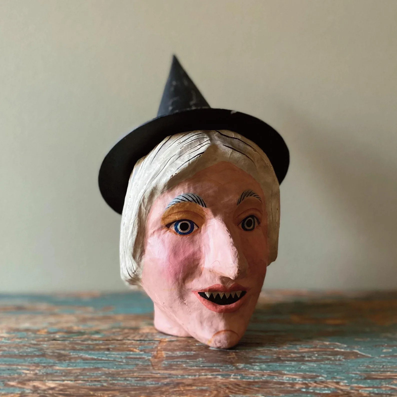 Retro Halloween Hag Paper Mache Witch