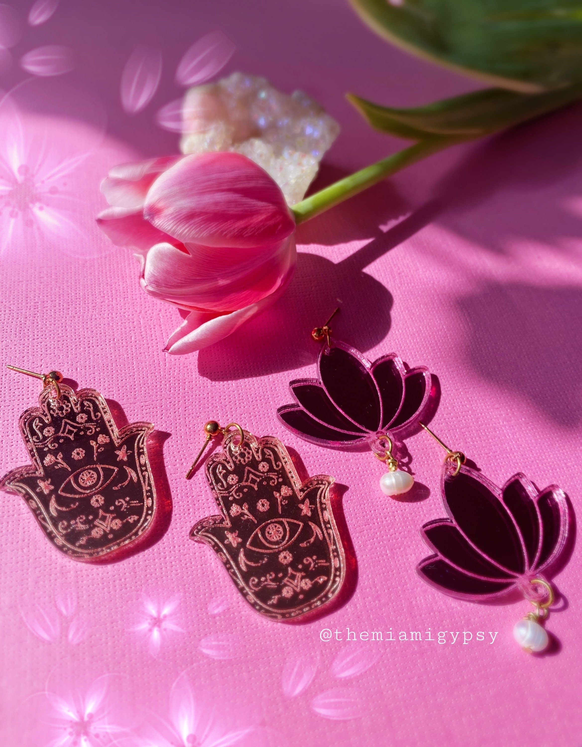 Lotus Acrylic Earrings