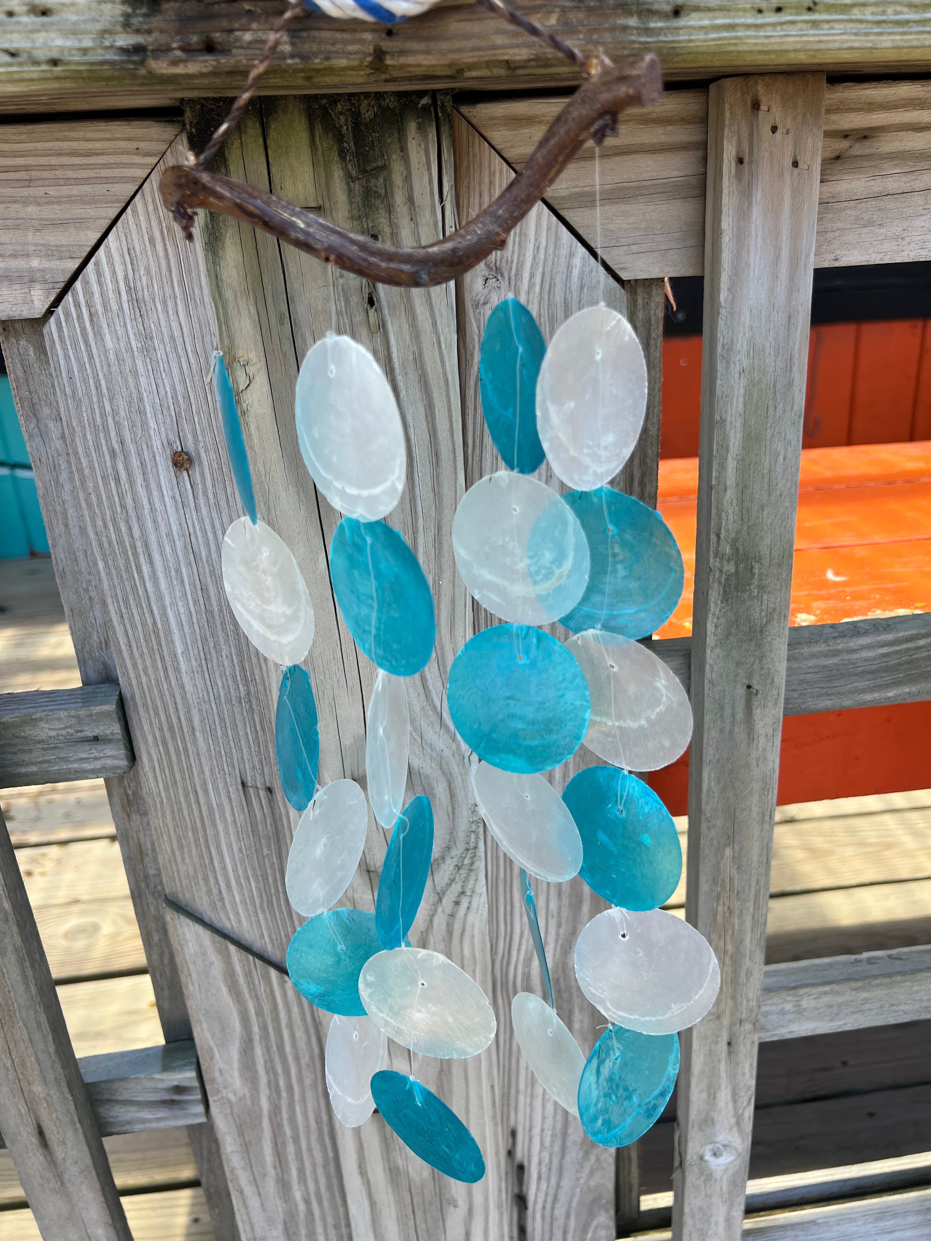 Multicolored Capiz Shell Drop- Blue, Pink or Rainbow