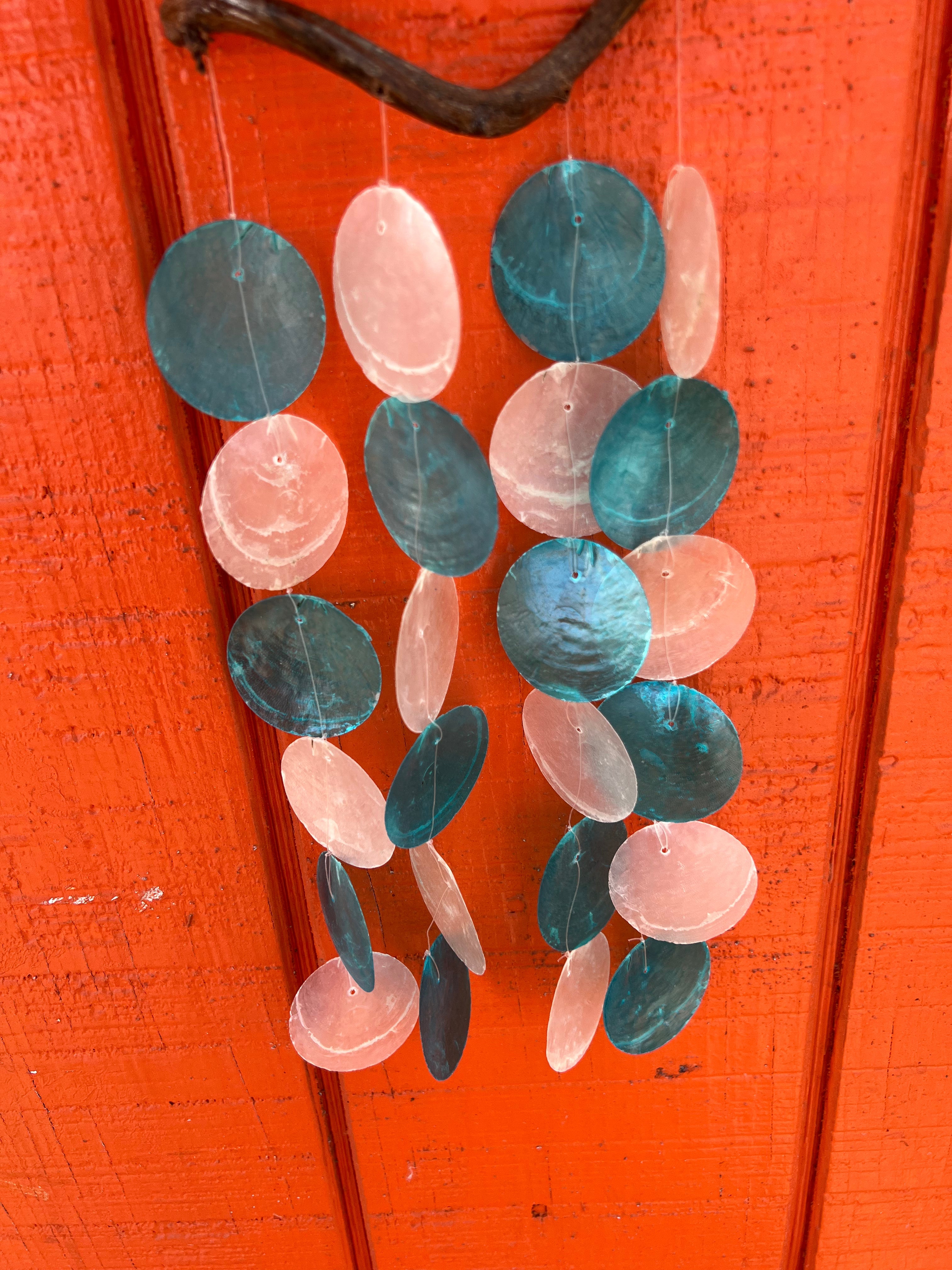 Multicolored Capiz Shell Drop- Blue, Pink or Rainbow