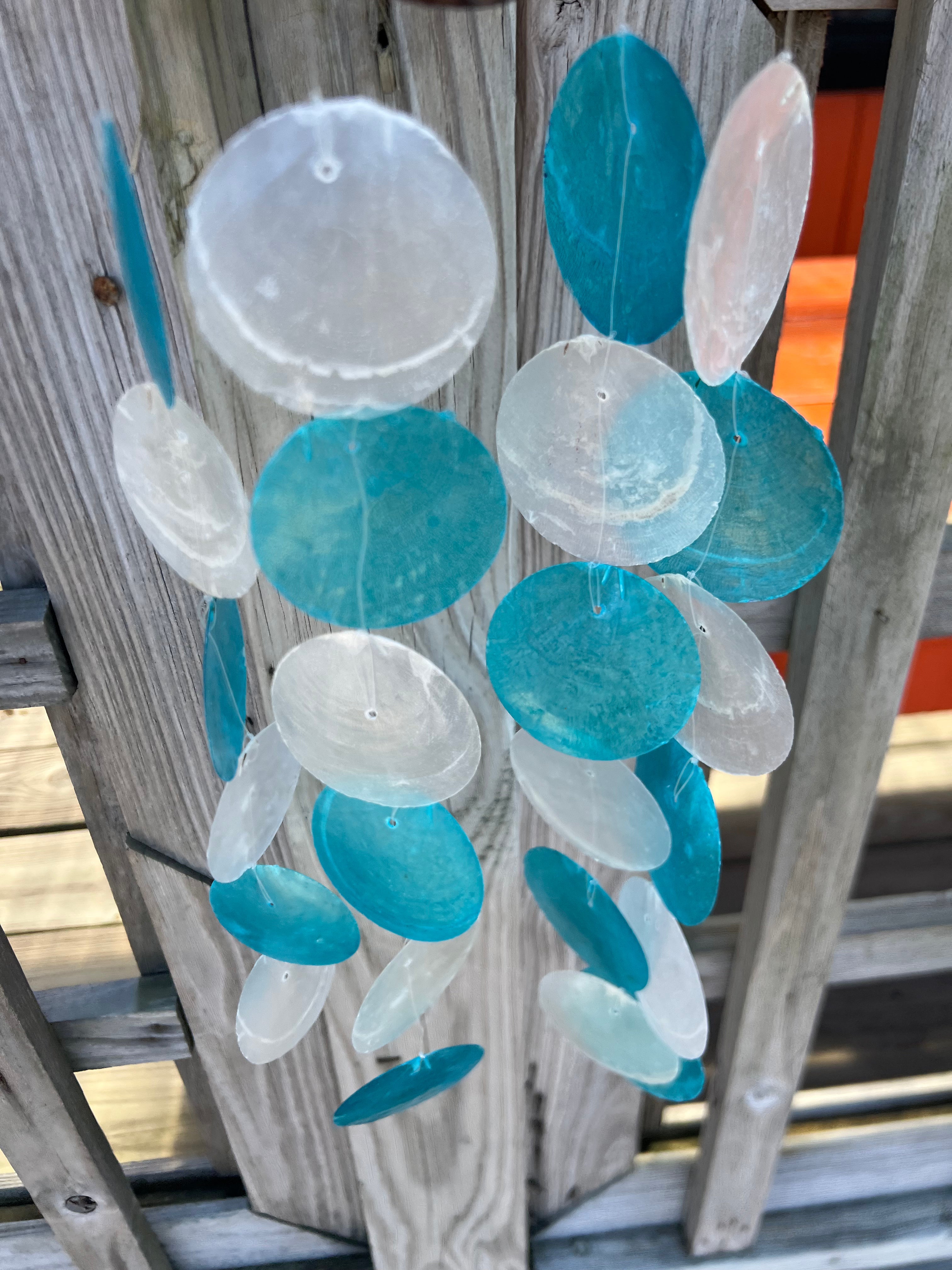 Multicolored Capiz Shell Drop- Blue, Pink or Rainbow