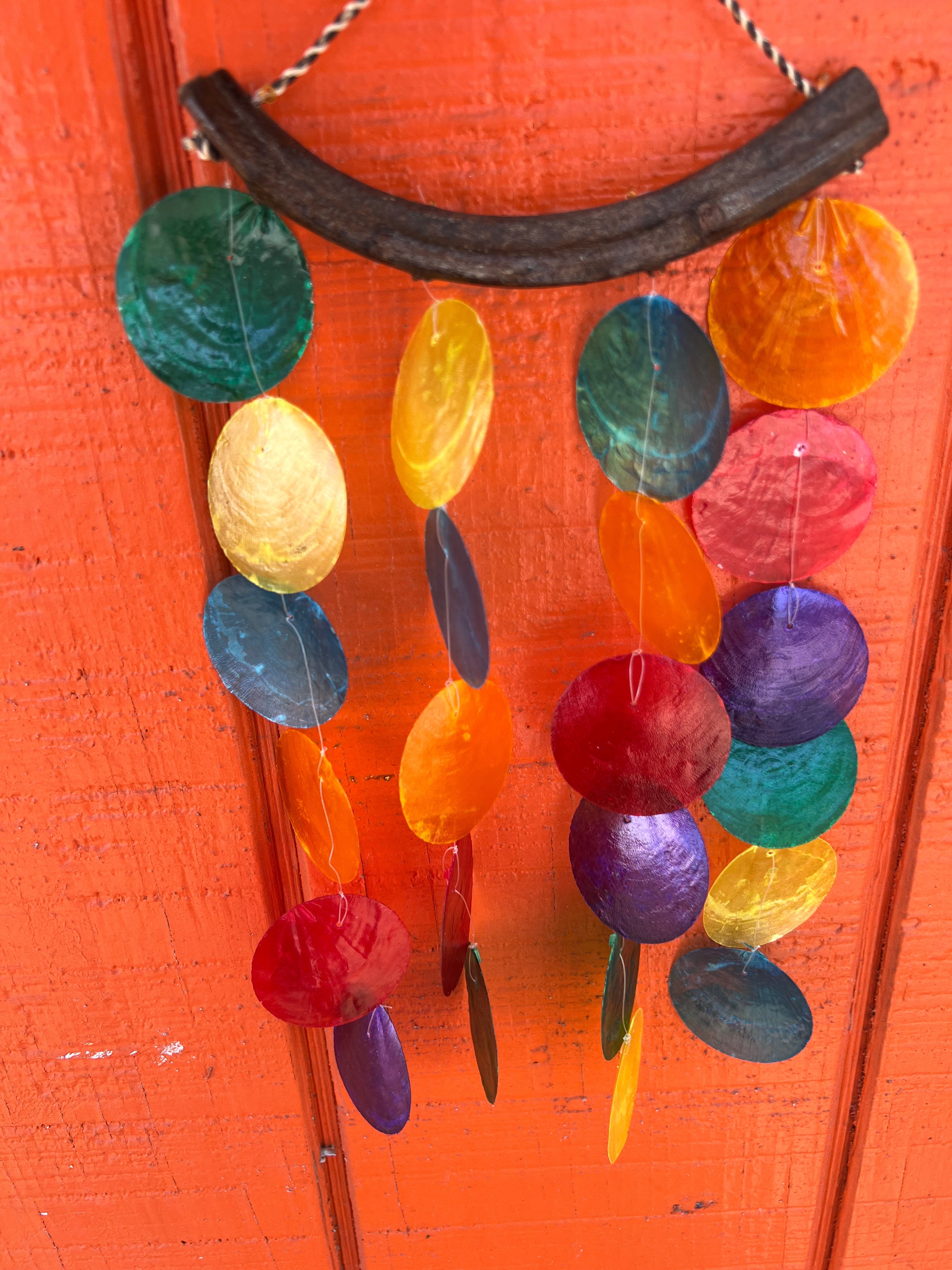 Multicolored Capiz Shell Drop- Blue, Pink or Rainbow