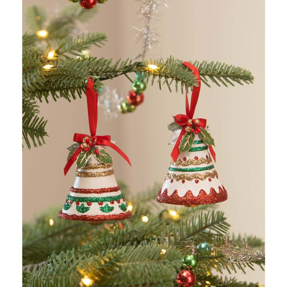 Kitschmas Fun Set/2 Bell Ornaments by Bethany Lowe Designs
