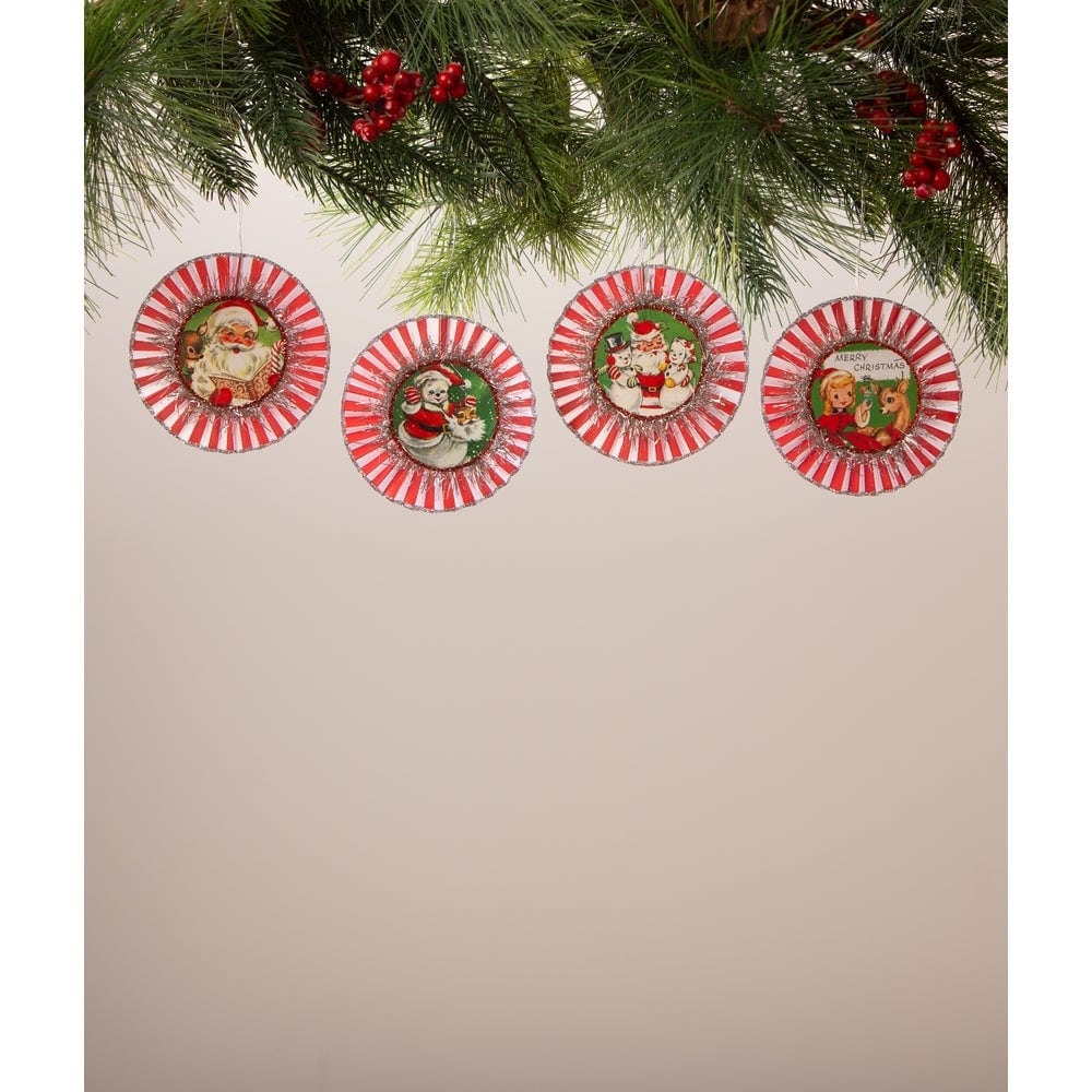 Kitschmas Rosette Ornaments Set of 4 by Bethany Lowe Designs